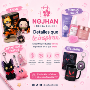 Encuentra productos inspirados en anime, Valorant y cuidado facial.